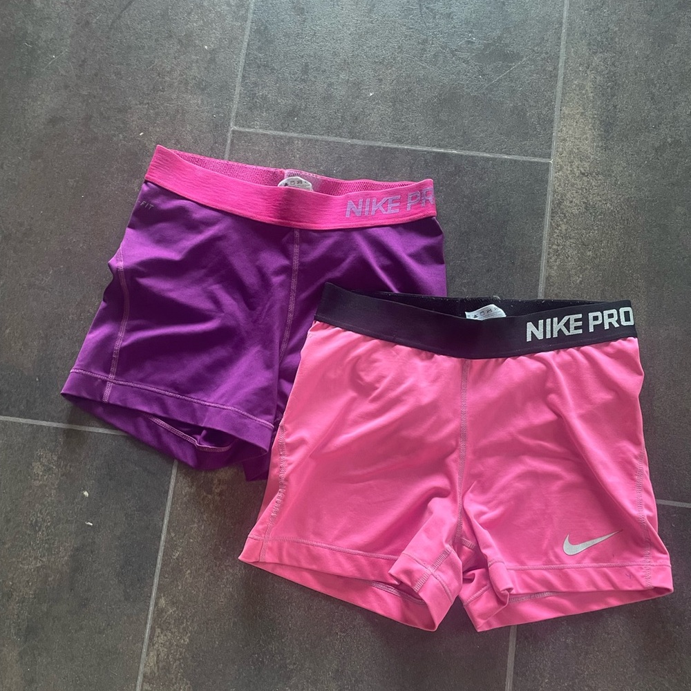 Nike Pro Shorts - Pink and Purple